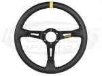 MOMO Mod. 08 Rally 13-3/4" - 350mm Diameter +2-1/8" Dish Black Leather Steering Wheel