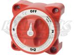 Blue Sea Systems E-Series Red Dual Battery Cut Off Switch With Alternator Field Disconnect