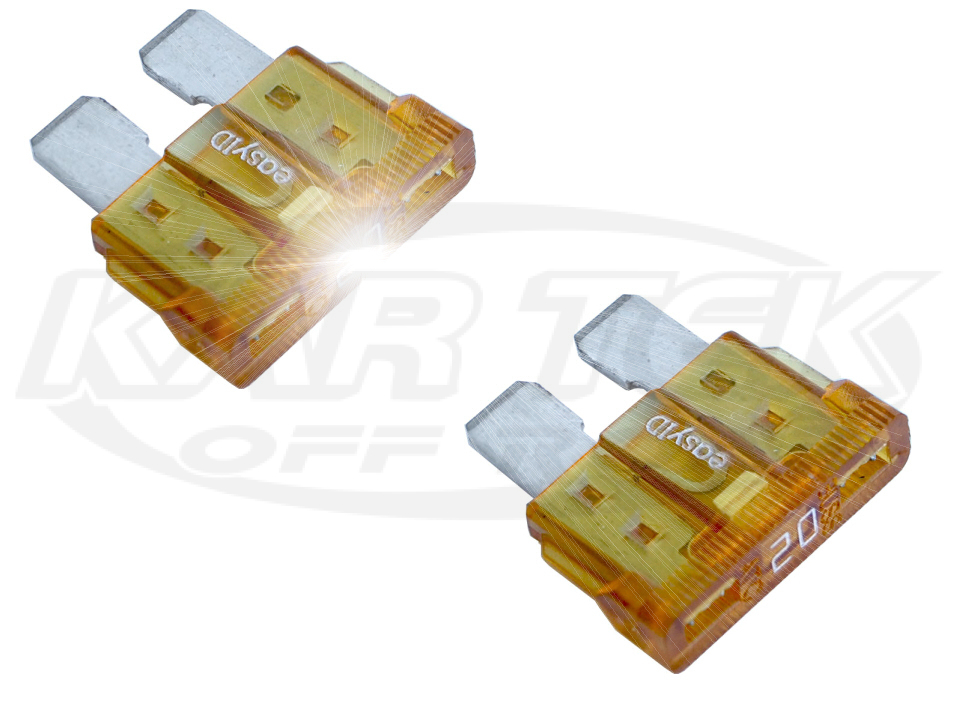 Blue Systems ATO/ATC 20 Amp easyID Fuses With LED That Lights Up When The Fuse Has Blown 2 Pack - Kartek Off-Road