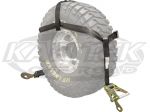 Boxer Tire Tie Downs 2" Twisted Hook Black Ratchet Strap Fully Adjustable For Tires Up To 39" x 13.5