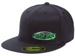 Kartek Off-Road Black Flat Bill Adult Size Flexfit Hat With Green Embroidered Kartek Logo