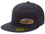 Kartek Off-Road Black Flat Bill Adult Size Flexfit Hat With Orange Embroidered Kartek Logo