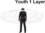 Crow Enterprizes 23064 Junior Size Small Black Legacy Single Layer Driving Suit SFI 3-2A/1 Certified