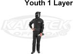 Crow Enterprizes 24064 Junior Size Small Black Single Layer Proban Driving Suit SFI 3-2A/1 Certified