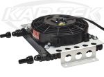 Derale 15850 Atomic-Cool Universal 15 Row Oil Cooler With 7-1/2" Fan #8 Male Or 1/2" Barb Fittings