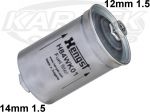 Hengst H84WK01 10 Micron Fuel Filter 14mm-1.5 Inlet - 12mm-1.5 Outlet 3-1/8" Diameter 6-1/8" Long