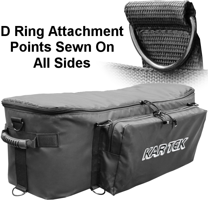 Kartek Off-Road large black roof rack bag with sewn on d-rings for ratchet strap tie downs