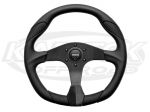 MOMO Quark 13-3/4" - 350mm Diameter +5/16" Dish All Black Polyurethane Steering Wheel