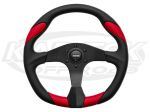 MOMO Quark 13-3/4" - 350mm Diameter +5/16" Dish Black With Red Polyurethane Steering Wheel