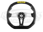 MOMO Trek 13-3/4" - 350mm Diameter +3/16" Dish Black With Black Suede Covered Spoke Steering Wheel