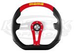 MOMO Trek 13-3/4" - 350mm Diameter +3/16" Dish Black With Red Suede Covered Spoke Steering Wheel