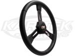 MPI 15" - 380mm Diameter -1/4" Dish All Black Poly Grip Steering Wheel