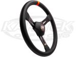 MPI 15" - 380mm Diameter +1" Dish Black Poly Grip With Orange Marker Steering Wheel