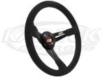 MPI 14" - 355mm Diameter +2-1/4" Dish Black Suede With Black Stitching Steering Wheel