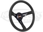 MPI 14" - 355mm Diameter +2-1/4" Dish Black High Grip Material With Black Stitching Steering Wheel