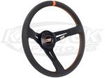 MPI 14" - 355mm Diameter +2-1/4" Dish Black High Grip Material With Orange Stitching Steering Wheel