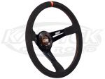 MPI 14" - 355mm Diameter +2-1/4" Dish Black Suede With Orange Stitching Steering Wheel