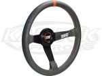 MPI 13.75" / 350mm Diameter +1-1/4" Dish Black High Grip Material Orange Stitching Steering Wheel