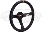 MPI 13.75" / 350mm Diameter +1-1/4" Dish Black High Grip Material Orange Stitching Steering Wheel
