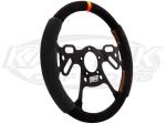 MPI 11-3/4" - 298mm Dia. 0" Dish Black Suede With Orange Stitching Extreme Ergonomic Steering Wheel