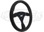 MPI 13-3/4" - 350mm Diameter 0" Dish Black Suede With Black Stitching Steering Wheel