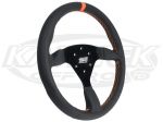 MPI 13-3/4" - 350mm Diameter 0" Dish Black High Grip Material With Orange Stitching Steering Wheel
