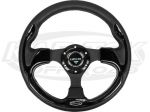 NRG 12-5/8" - 320mm Diameter +5/16" Dish Black Leather With Black Insert Pilota Steering Wheel