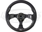 NRG 12-5/8" - 320mm Diameter +5/16" Dish Black Leather With Carbon Fiber Insert Pilota Steering Whl