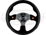 NRG 13" - 330mm Diameter +3/16" Dish Two Button Black Leather With Red Stitching Steering Wheel