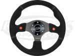 NRG 13" - 330mm Diameter +3/16" Dish Two Button Black Suede With Red Stitching Steering Wheel