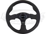 NRG 13" - 330mm Diameter +3/16" Dish Racing Black Leather With Blue Stitching Steering Wheel