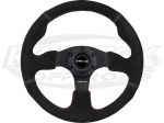 NRG 13" - 330mm Diameter +3/16" Dish Racing Black Suede With Red Stitching Steering Wheel