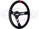 PRP 13-3/4" - 350mm Diameter +1-3/4" Dish Black Leather, Red Stitching, Red Stripe Steering Wheel