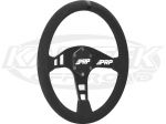 PRP 13-3/4" - 350mm Diameter +3/16" Dish Black Suede, Black Stitching, Black Stripe Steering Wheel