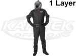 Pyrotect 110101 Adult Size Small Black Sportsman Deluxe Single Layer Driving Suit SFI 3-2A/1