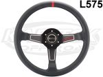 Sparco USA L575 Blk Leather Round Steering Wheel With Red Stripe 13-3/4" - 350mm Dia +1" Dish