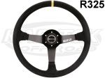 Sparco USA R325 Blk Suede Round Steering Wheel With Yellow Stripe 13-3/4" - 350mm Dia +2-1/4" Dish