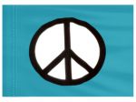 Stiffy Small 12 Inch Tall 18 Inch Wide Replacement Peace Sign On Turquoise Flag For Whip Antennas